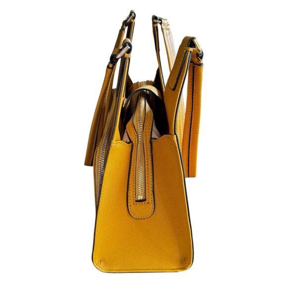 Calvin Klein Ava Hobo Saffiano Leather Mustard Shoulder Bag - Picture 4 of 13